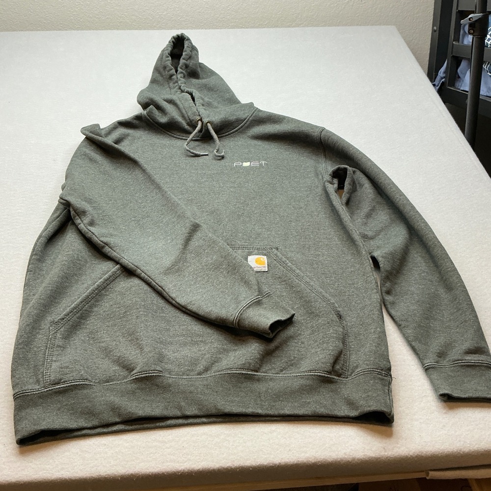 Carhartt Hoodie POET Logo Gray‎ Loose Fit Sweatshirt Size M Casual Workwear
